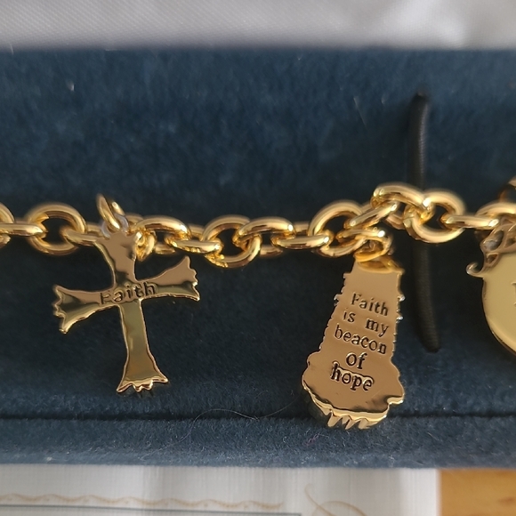 The Bradford Exchange Gold Charm Bracelet with Spiritual / Religious Charms - Picture 6 of 13